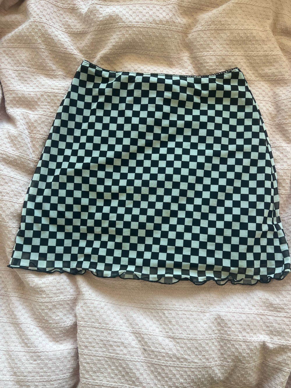 Divided Checkerboard Skater Skirt - Black & white